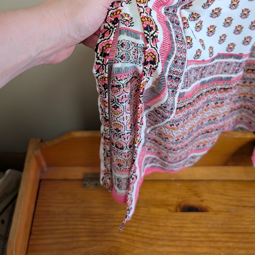 Gap Printed Midi Sundress Tie Waist Pink Boho Floral XL NWT - Picture 6 of 7